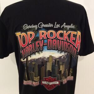 RARE HARLEY DAVIDSON LOS ANGELES “TOP ROCKER” L.A. BULL HEAD TEE M
